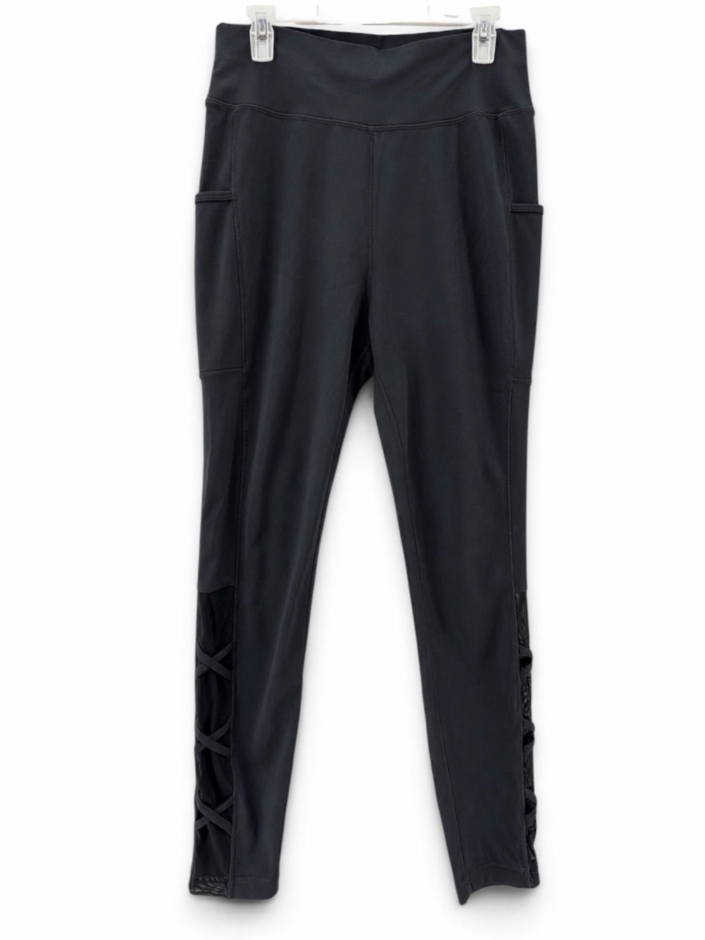 POP Fit Black High-Waist 7/8 Leggings with Mesh Detail Size XL